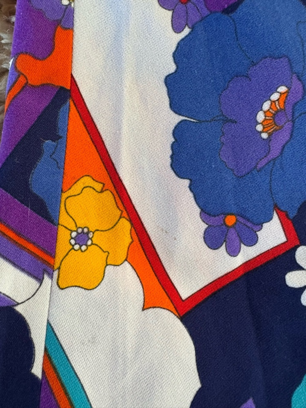 Women’s Vintage 70s Handmade Geo Flower Print Retro Skirt - Picture 7 of 9